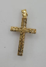 Load image into Gallery viewer, 10KT Cross Real Gold pendant ,Diamond cut, 1.51 Grms, 2.5 mm Bail.
