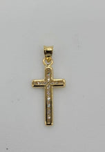 Load image into Gallery viewer, 10KT Cross Real Gold pendant ,Diamond cut, 0.77 Grms, 2.0 mm Bail.
