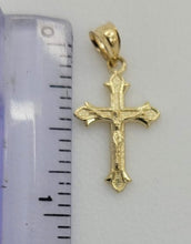 Load image into Gallery viewer, 10KT Cross Real Gold pendant ,Diamond cut, 0.95 Grms, 2.0 mm Bail.
