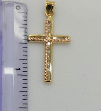 Load image into Gallery viewer, 10KT Cross Real Gold pendant ,Diamond cut, 1.06 Grms, 2.5 mm Bail.
