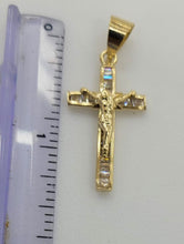 Load image into Gallery viewer, 10KT Cross Real Gold pendant ,Diamond cut, 1.17 Grms, 2.5 mm Bail.
