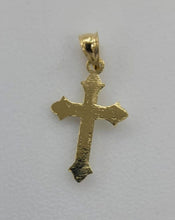 Load image into Gallery viewer, 10KT Cross Real Gold pendant ,Diamond cut, 0.95 Grms, 2.0 mm Bail.
