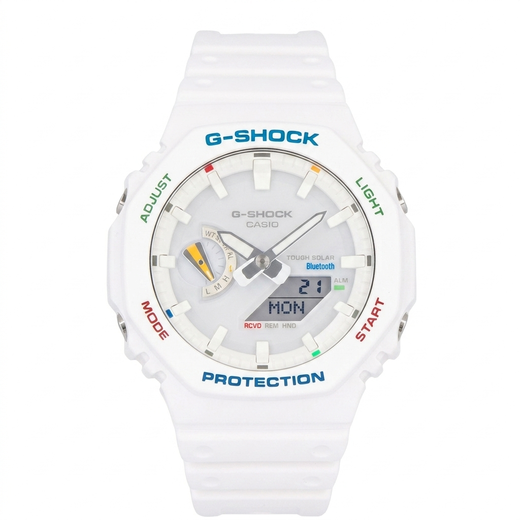 Casio G-Shock GA-B2100 FC-7ADR CasiOak men's solar bluetooth analog-digital watch, blue resin, octagonal bezel