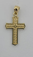 Load image into Gallery viewer, 10KT Cross Real Gold pendant ,Diamond cut, 1.00 Grms, 2.5 mm Bail.
