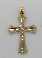 Load image into Gallery viewer, 10KT Cross Real Gold pendant ,Diamond cut, 0.79 Grms, 2.0 mm Bail.
