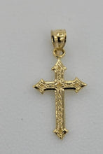 Load image into Gallery viewer, 10KT Cross Real Gold pendant ,Diamond cut, 0.82 Grms, 2.0 mm Bail.
