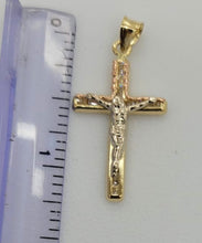 Load image into Gallery viewer, 10KT Cross Real Gold pendant ,Diamond cut, 2.5 Grms, 3.5 mm Bail.
