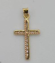 Load image into Gallery viewer, 10KT Cross Real Gold pendant ,Diamond cut, 1.06 Grms, 2.5 mm Bail.
