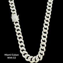 Load image into Gallery viewer, Silver Miami Cuban CZ Necklace
