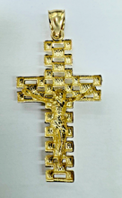 Load image into Gallery viewer, 10KT Cross pendant Real Yellow Gold Diamond cut, 3.4 GRM, 5 mm Bail
