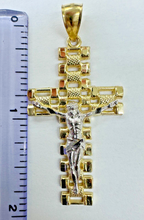 Load image into Gallery viewer, 10KT Cross pendant Real Yellow Gold Diamond cut, 3.4 GRM, 5 mm Bail
