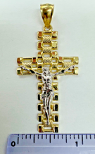 Load image into Gallery viewer, 10KT Cross pendant Real Yellow Gold Diamond cut, 3.4 GRM, 5 mm Bail
