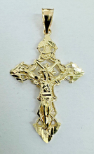 Load image into Gallery viewer, 10KT Cross pendant Real Yellow Gold Diamond cut, 2 GRM, 5 mm Bail
