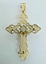 Load image into Gallery viewer, 10KT Cross pendant Real Yellow Gold Diamond cut, 2 GRM, 5 mm Bail
