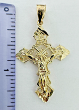 Load image into Gallery viewer, 10KT Cross pendant Real Yellow Gold Diamond cut, 2 GRM, 5 mm Bail
