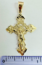 Load image into Gallery viewer, 10KT Cross pendant Real Yellow Gold Diamond cut, 2 GRM, 5 mm Bail
