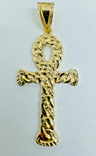 Load image into Gallery viewer, 10KT Ankh Cross pendant Real Yellow Gold Diamond cut, 3.2 GRM, 7.5 mm Bail
