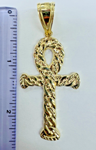 Load image into Gallery viewer, 10KT Ankh Cross pendant Real Yellow Gold Diamond cut, 3.2 GRM, 7.5 mm Bail
