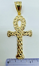 Load image into Gallery viewer, 10KT Ankh Cross pendant Real Yellow Gold Diamond cut, 3.2 GRM, 7.5 mm Bail
