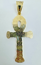 Load image into Gallery viewer, 10KT Ankh Cross pendant Real Yellow Gold Diamond cut, 3.2 GRM, 7.5 mm Bail
