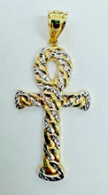 Load image into Gallery viewer, 10KT Ankh Cross pendant Real Yellow Gold Diamond cut, 2.1 GRM, 7.5 mm Bail
