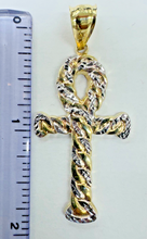 Load image into Gallery viewer, 10KT Ankh Cross pendant Real Yellow Gold Diamond cut, 2.1 GRM, 7.5 mm Bail
