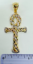 Load image into Gallery viewer, 10KT Ankh Cross pendant Real Yellow Gold Diamond cut, 2.1 GRM, 7.5 mm Bail
