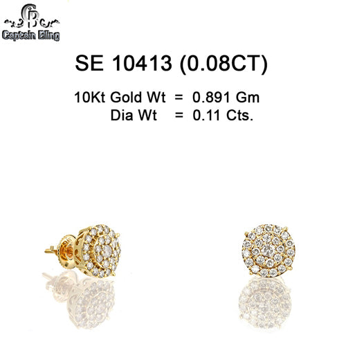 10KT DIAMOND EARRING DOUBLE LAYERED ROUND SHAPE WITH SCREW BACK SETTING 10413
