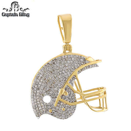 10KT YELLOW GOLD GENUINE DIAMOND FOOTBALL HELMET PENDANT 11641