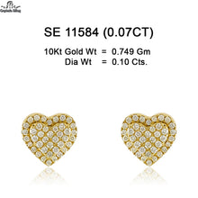 Load image into Gallery viewer, 10KT DIAMOND EARRING HEART SHAPE WITH SCREW BACK SETTING 11584
