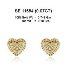 Load image into Gallery viewer, 10KT DIAMOND EARRING HEART SHAPE WITH SCREW BACK SETTING 11584
