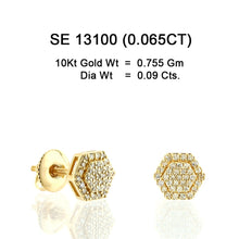 Load image into Gallery viewer, 10KT DIAMOND EARRING OCTOGON SHAPE WITH SCREW BACK SETTING 13100
